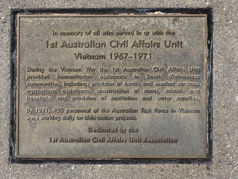 The plaque commemorating the 1st Australian Civil Affairs Unit