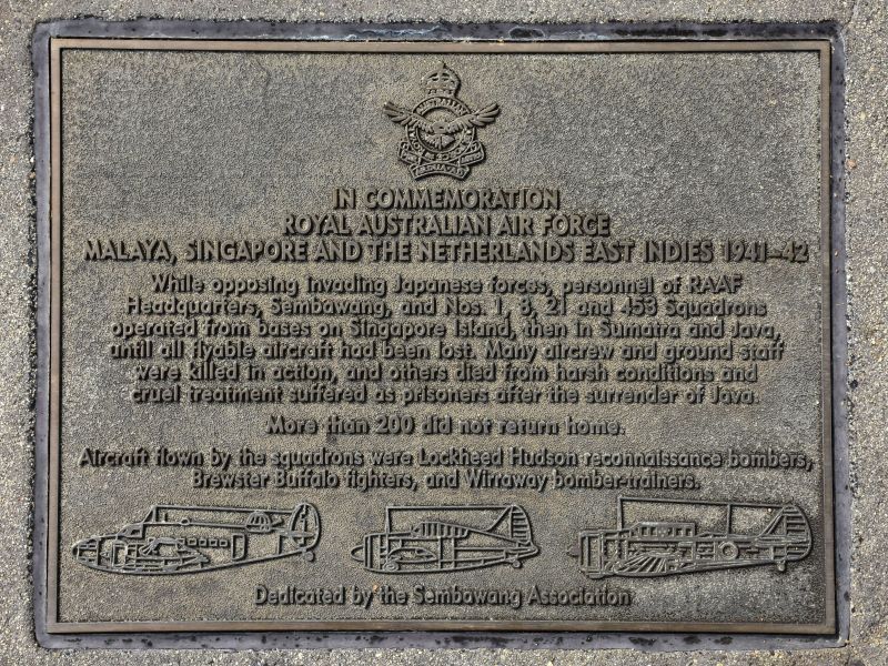 The plaque commemorating RAAF Sembawang, 1, 8, 21, & 453 Squadrons during the Second World War