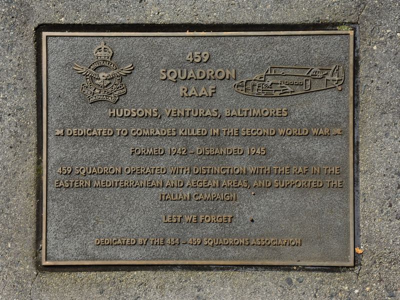 The plaque commemorating 459 Squadron RAAF of the Second World War
