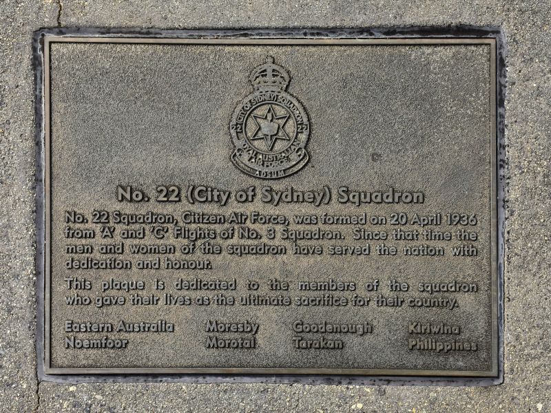 The plaque commemorating No. 22 Squadron of the RAAF