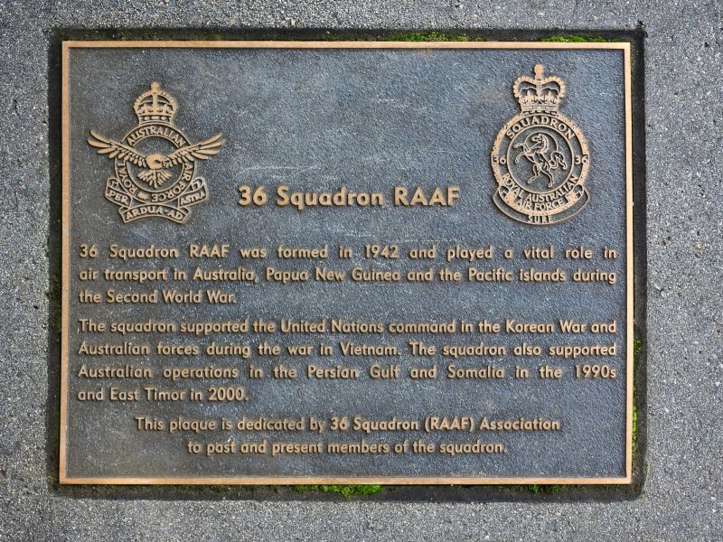 The plaque commemorating 36 Squadron of the RAAF