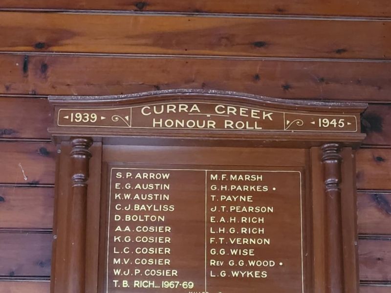 Curra Creek Honour Roll Second World War