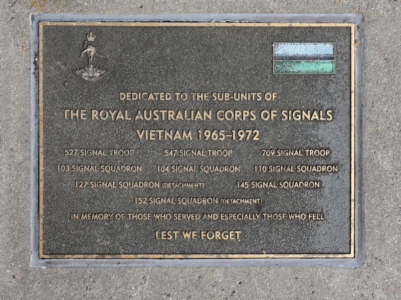 The plaque commemorating the Royal Australian Corps of Signals Vietnam 1965-1972