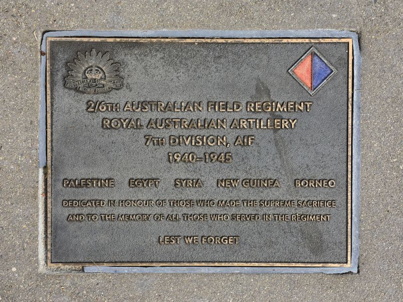 The plaque commemorating the 2/6th Australian Field Regiment RAA