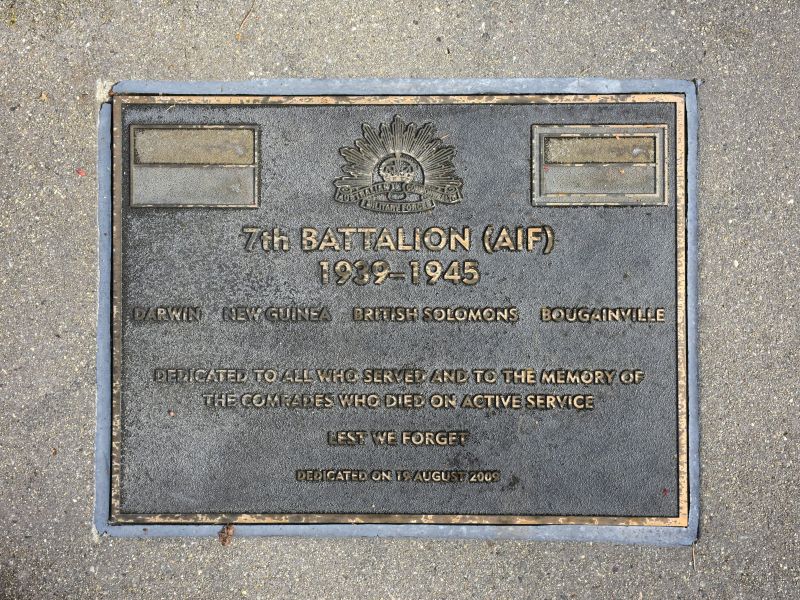 The plaque commemorating the 7th Battalion of the Second World War