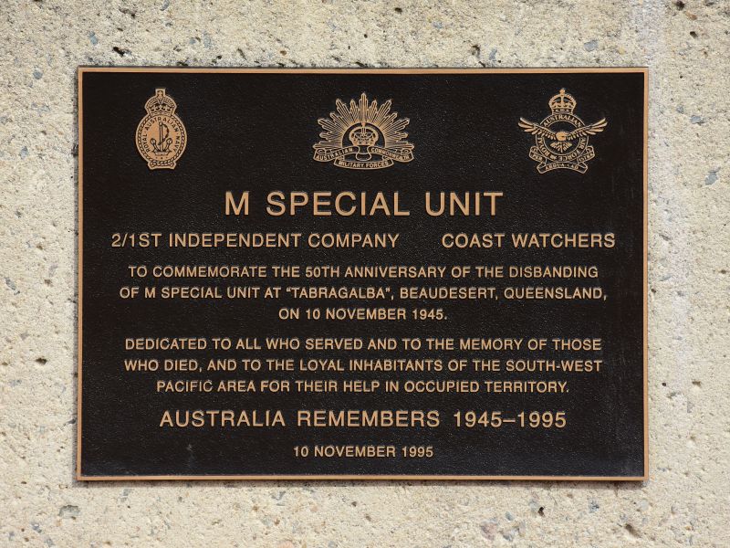 The plaque commemorating M Special Unit of the Second World War