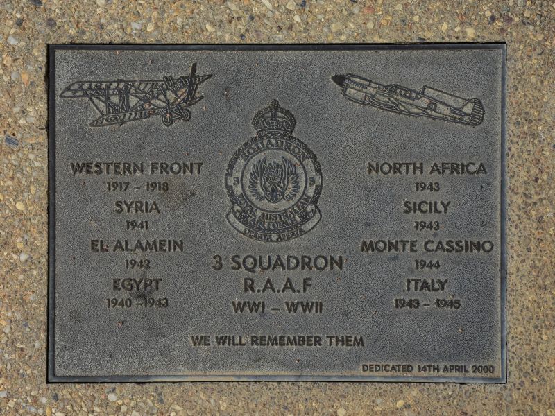 The plaque commemorating 3 Squadron RAAF