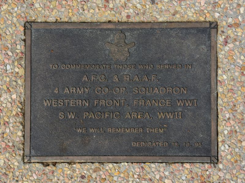 The plaque commemorating 4 Army Co-op Squadron AFC-RAAF