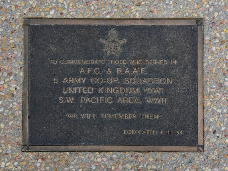 The plaque commemorating 5 Army Co-op Squadron AFC-RAAF