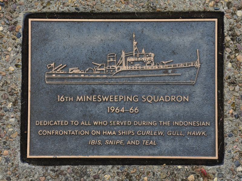 The plaque commemorating the 16th Minesweeping Squadron that saw service during the Indonesian Confrontation