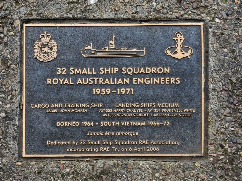 The plaque commemorating 32 Small Ship Squadron RAE