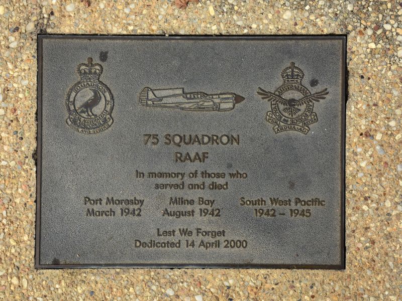 The plaque commemorating 75 Squadron RAAF of the Second World War