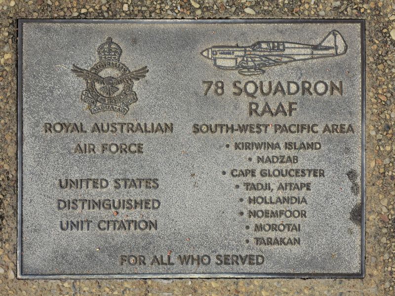The plaque commemorating 78 Squadron RAAF of the Second World War