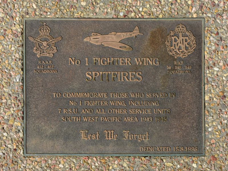 The plaque commemorating No. 1 Fighter Wing of the Second World War