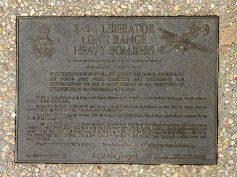 The plaque commemorating the B-24 Liberator Long Range Bombers of the Second World War