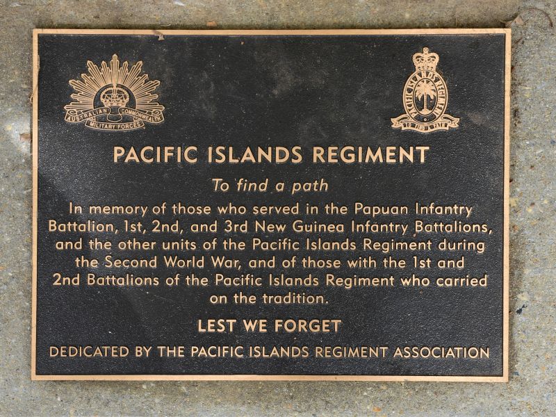 The plaque commemorating the Pacific Islands Regiment