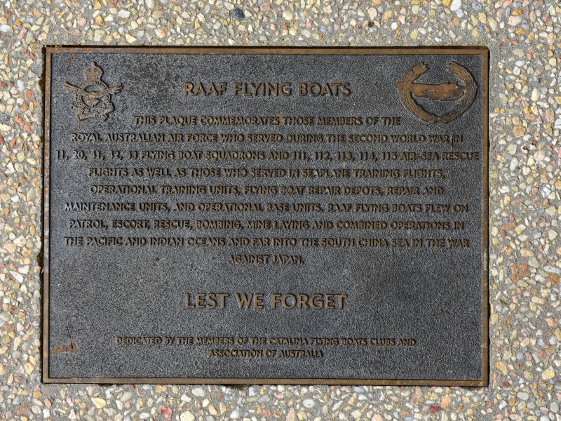 The plaque commemorating RAAF Flying Boats of the Second World War