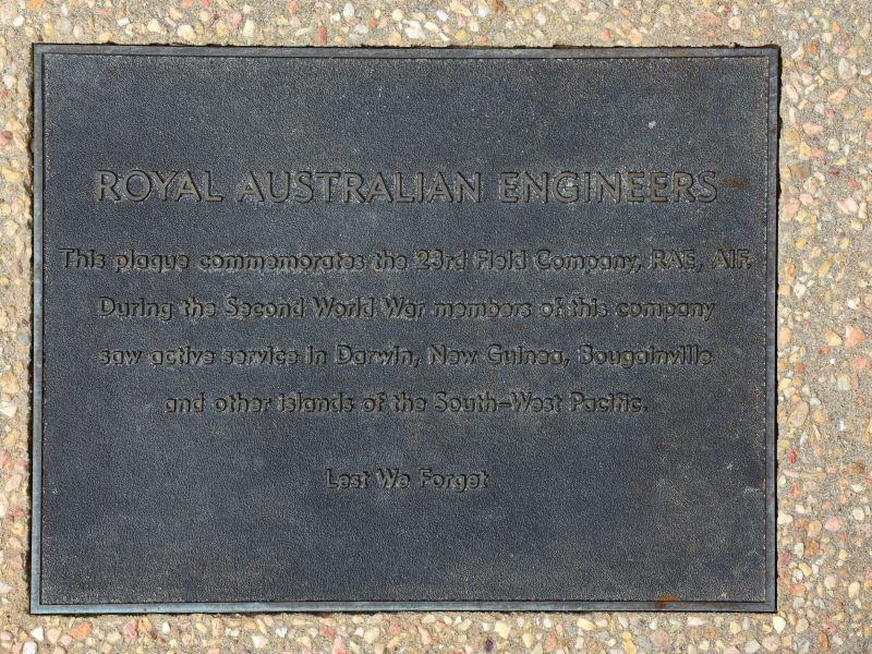 The plaque commemorating the 23rd Field Company RAE, of the Second World War