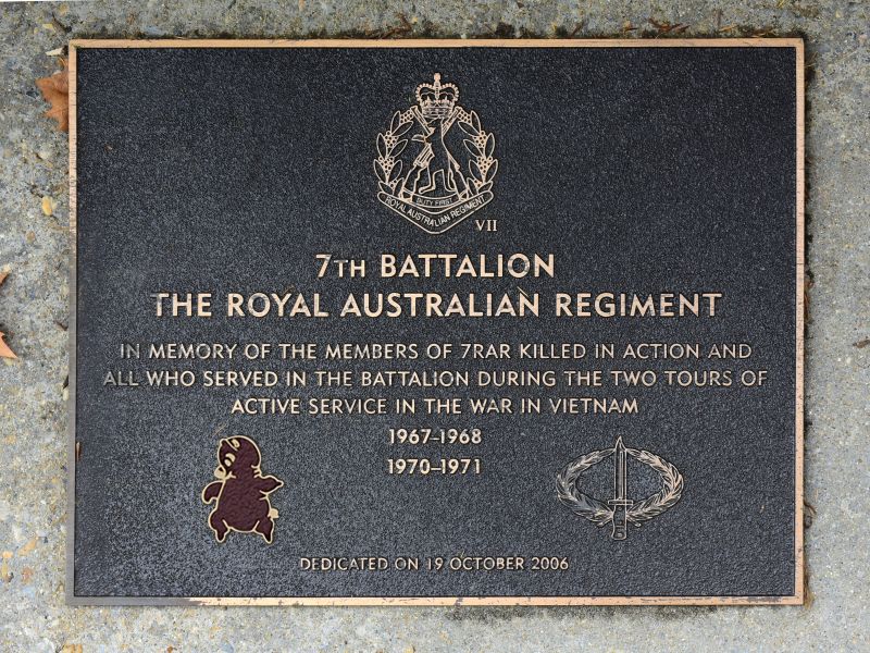 The plaque commemorating the 7th Battalion The Royal Australian Regiment