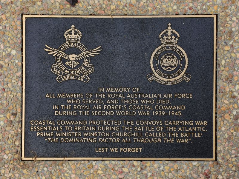 The plaque commemorating RAAF personnel who served in Coastal Command during the Second World War