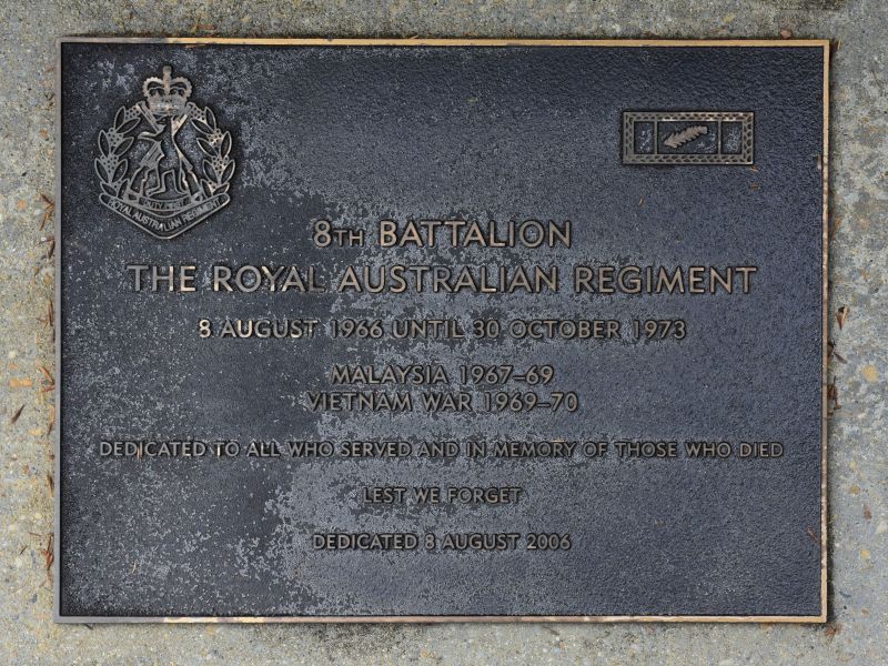 The plaque commemorating the 8th Battalion, The Royal Australian Regiment