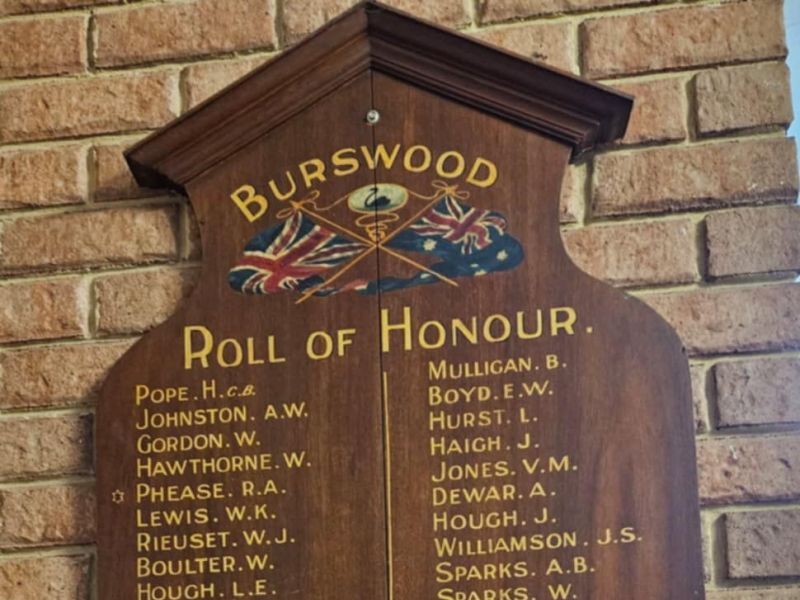 Ascot Burswood WWI Roll of Honor