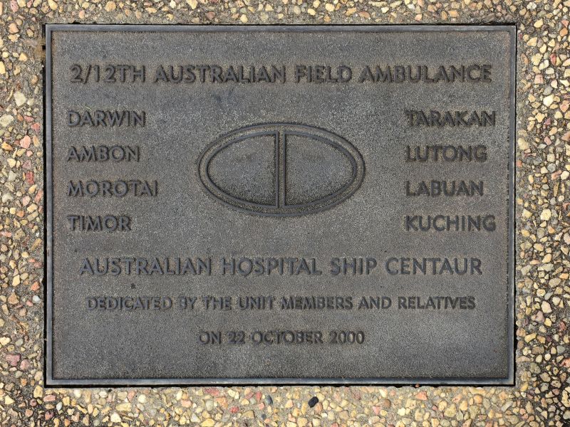 The plaque commemorating the 2/12th Field Ambulance, Australian Hospital Ship Centaur of the Second World War