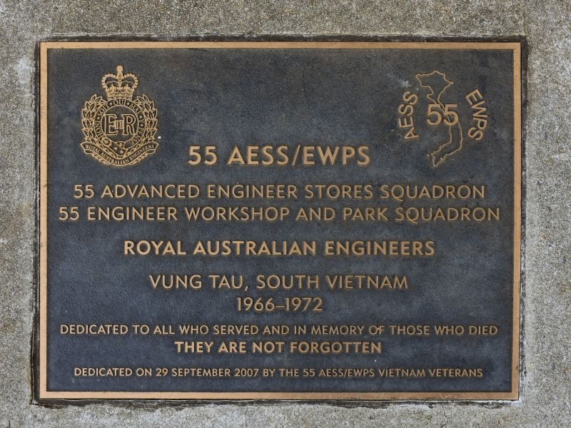 The plaque commemorating 55AESS/EWPS (55 Advanced Engineer Stores Squadron/55 Advanced Engineer and Park Squadron