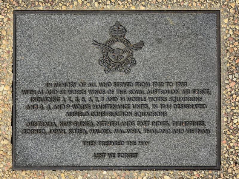 The plaque commemorating RAAF Airfield Construction Squadrons