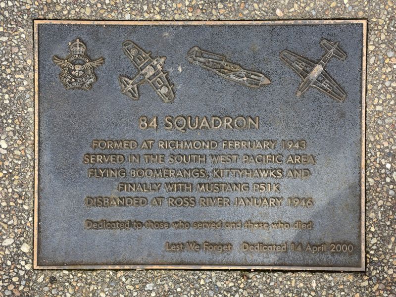 The plaque commemorating 84 Squadron RAAF of the Second World War