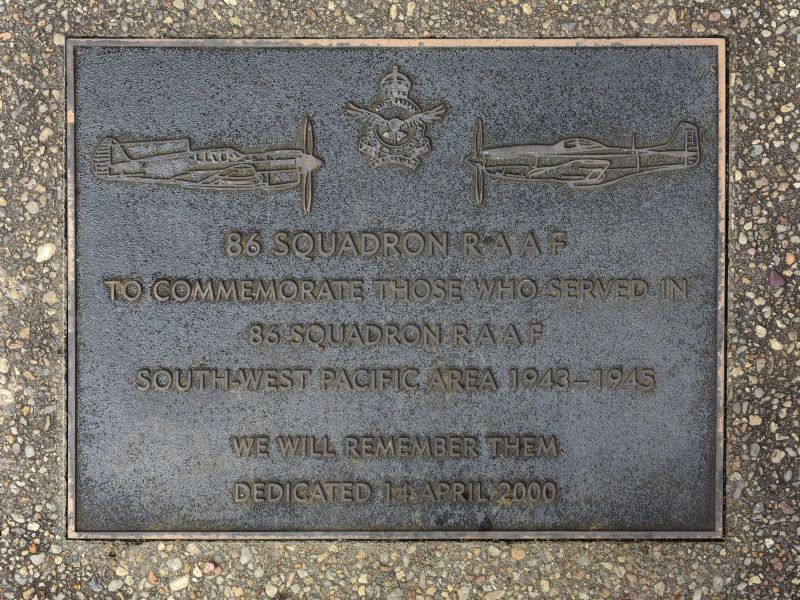 The plaque commemorating 86 Squadron RAAF of the Second World War