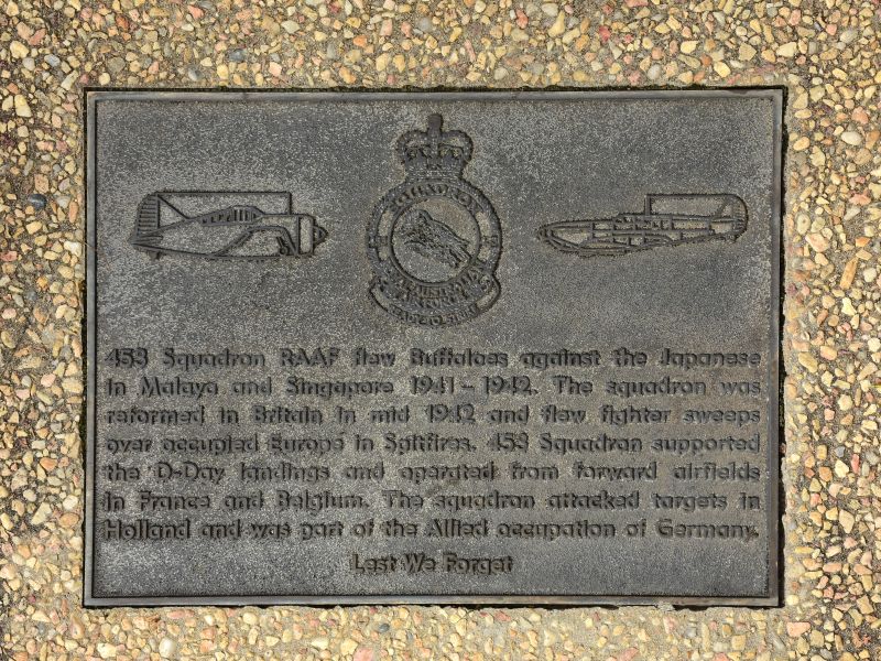 The plaque commemorating 453 Squadron RAAF of the Second World War