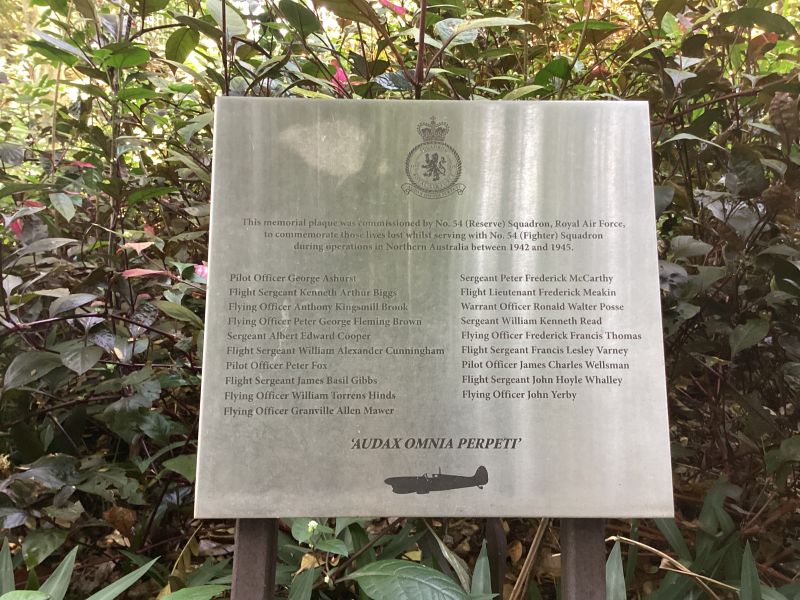 "No. 54 (Reserve) Sqaudron, RAF Memorial Plaque