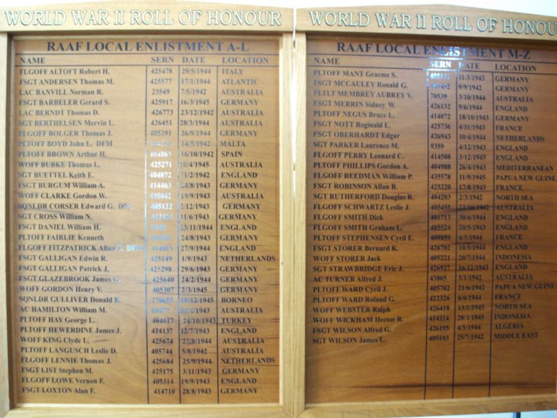 Staff Pilots Honour Board No 3 WAGS