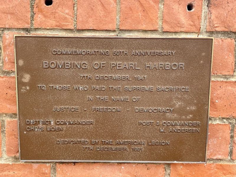 Bombing of Pearl Harbour Plaque