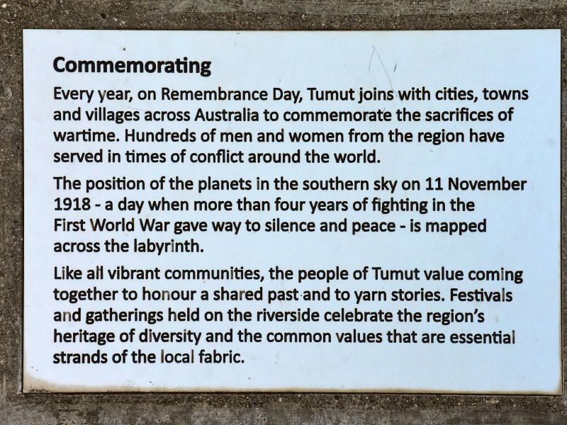 The plaque acknowledging local commemoration of Remembrance Day, to mark the anniversary of the end of the fighting of the First World War