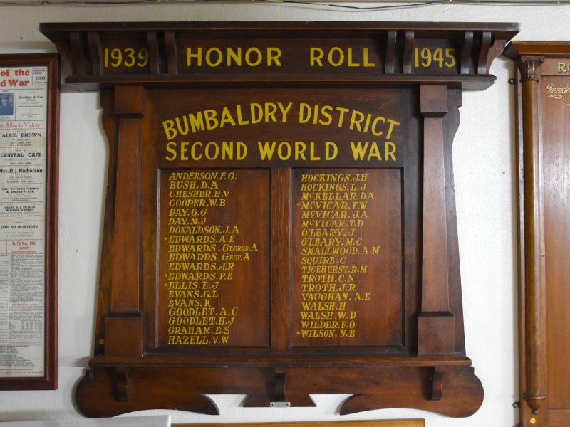 The Bumbaldry District Second World War Honour Roll, located in the Cowra and District Historical Museum