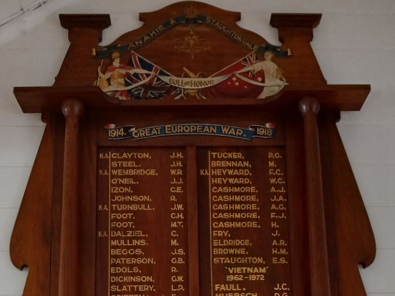 Anakie & Staughton Vale Roll of Honor