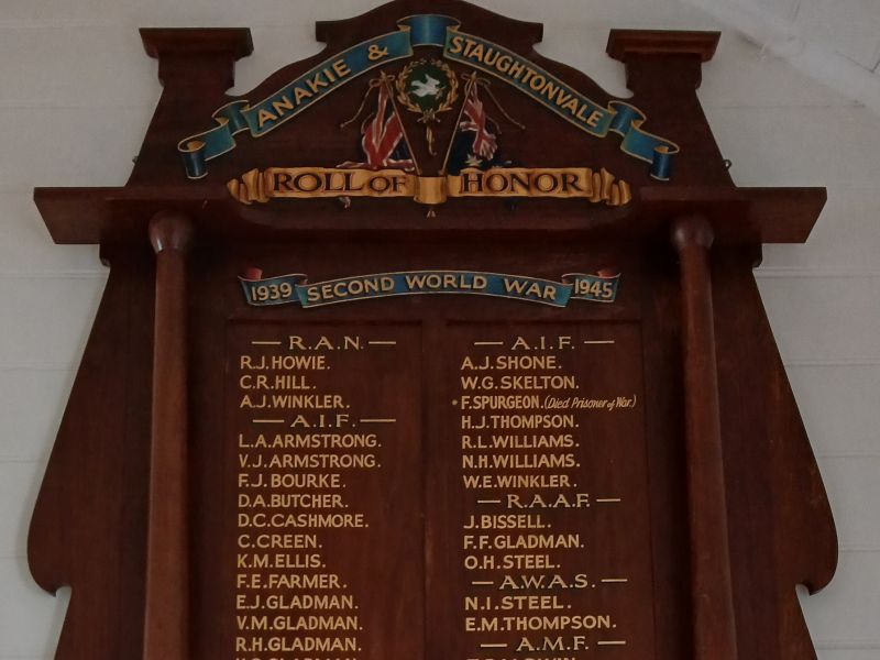 Anakie & Staughton Vale WW2 Roll of Honor