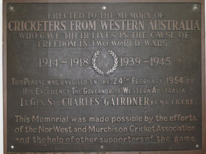 WACA Memorial Scoreboard plaque