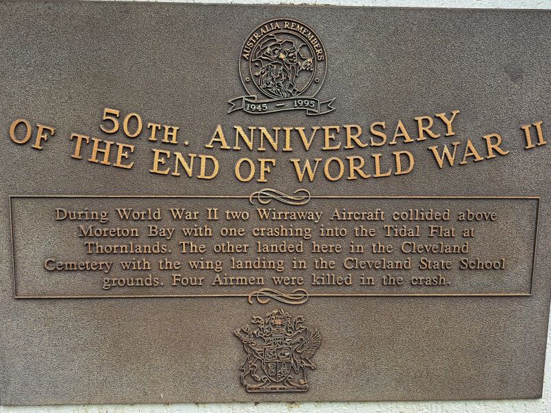 23 Sqn Wirraway Crash Memorial Cleveland Cemetery - Wirraway A20-290 crashed at this location