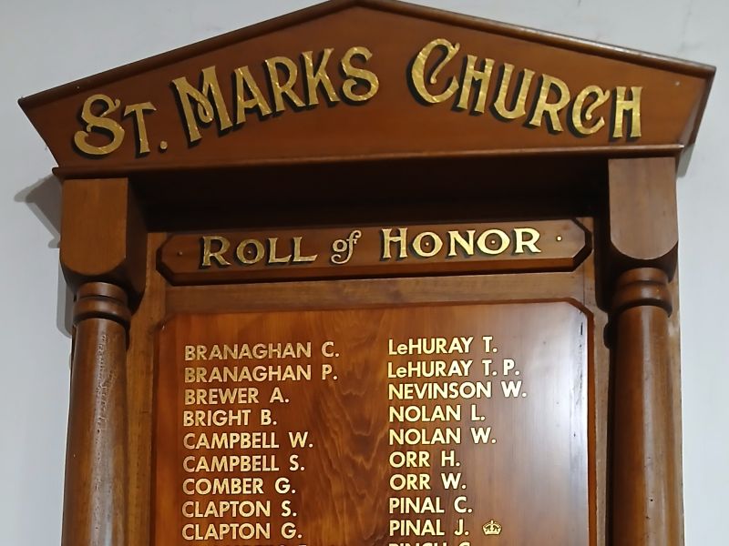 St Marks Anglican Church Golden Square Roll of Honor