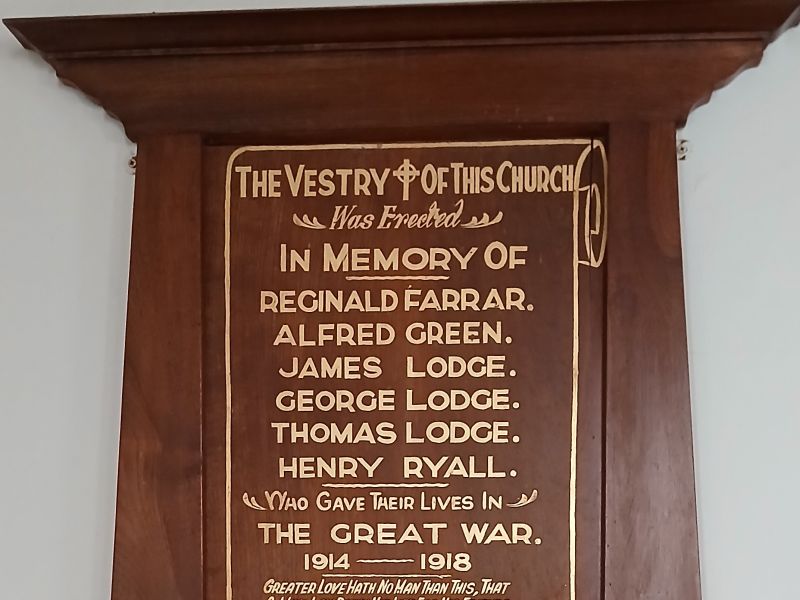 Christ Church Little River Vestry Roll of Honor