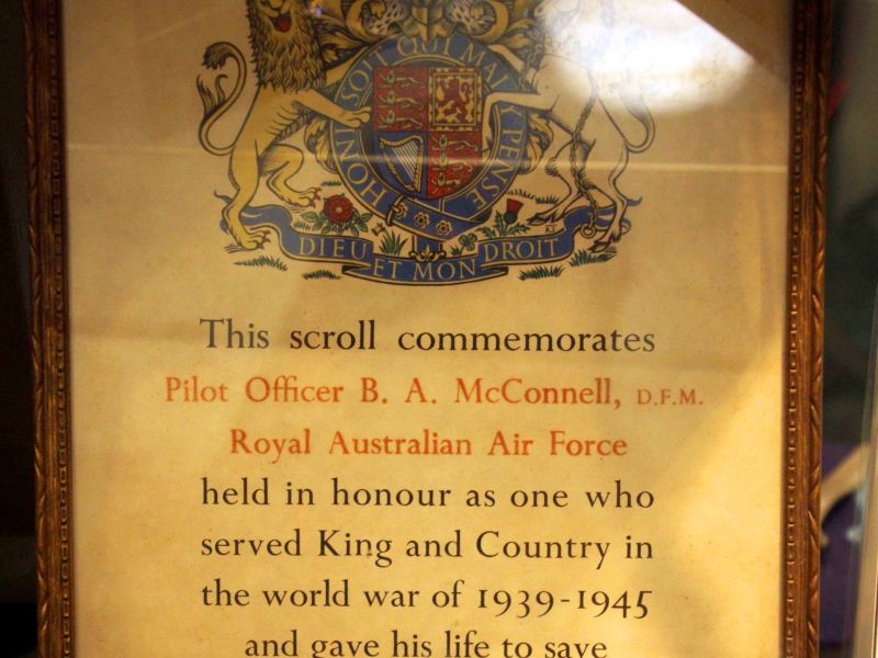 Pilot Officer B. F. McConnell, DFM RAAF Memorial Scroll