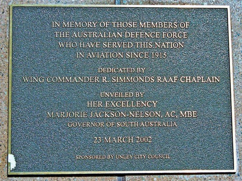 Plaque commemorating defence aviation since 1915