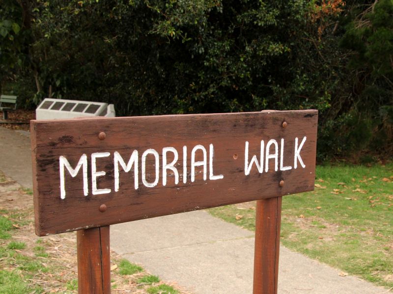 Entrance to the Kingscliff War Memorial Walkway with Commemorative Wall in the Background