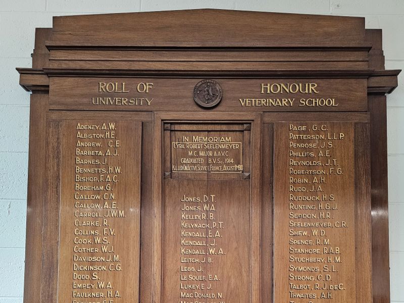 "Roll of Honour, University Veterinary School"