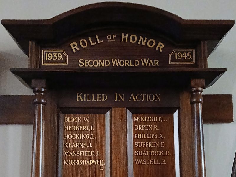 St Peters Anglican Church WW2 Roll of Honor