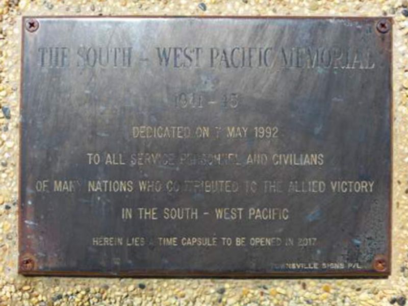 The South West Pacific Memorial plaque