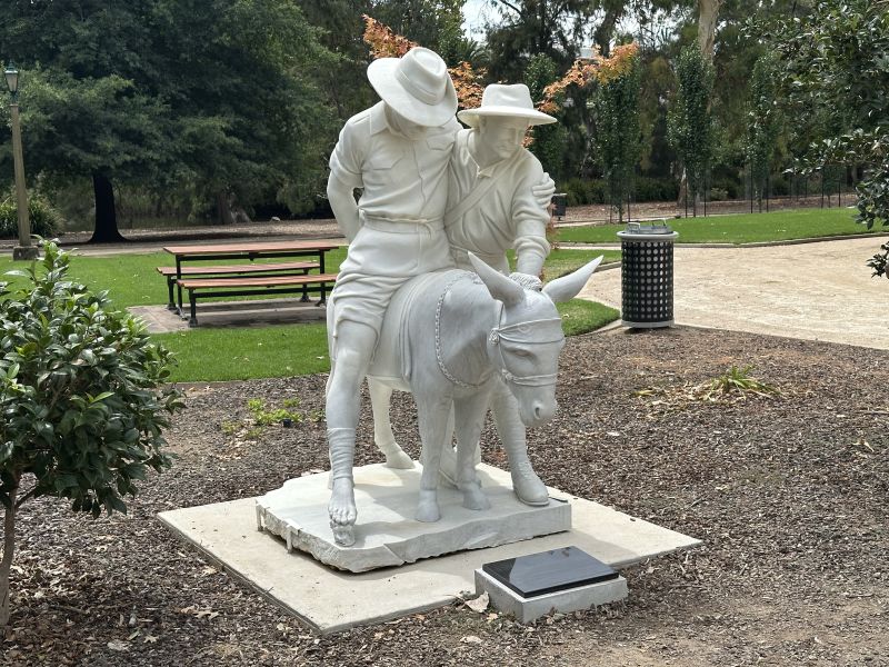 Simpson and his donkey marble statue
